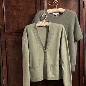J CREW & MAGASCHONI CASHMERE CARDI TEE SET
